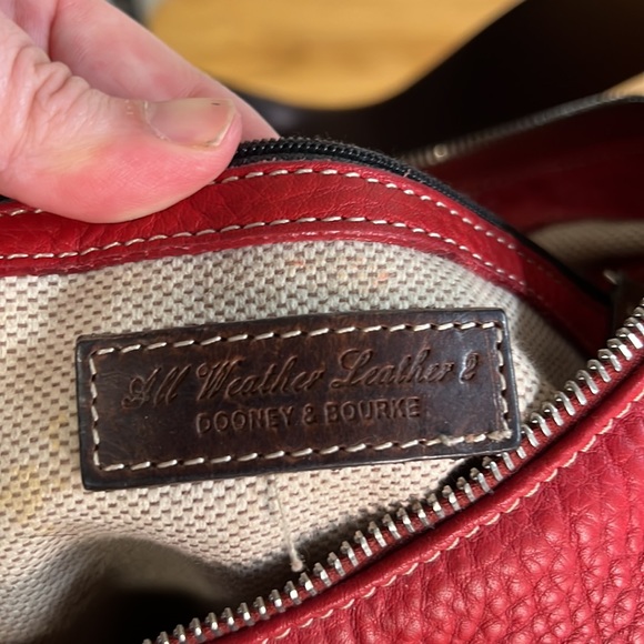 Dooney & Bourke Red with Brown Leather Strap Boho Bag - Picture 8 of 11